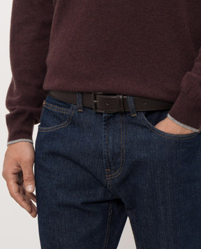 Peserico Dark brown leather belt with logo engraving R72039C0CC929