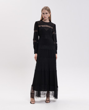 Twinset Black maxi dress with lace 262TT2630
