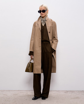 Yves Salomon Beige leather coat 26EYM20310APXX