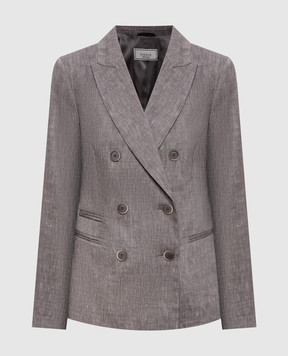 Peserico Gray double-breasted wool and linen jacket A0171205814