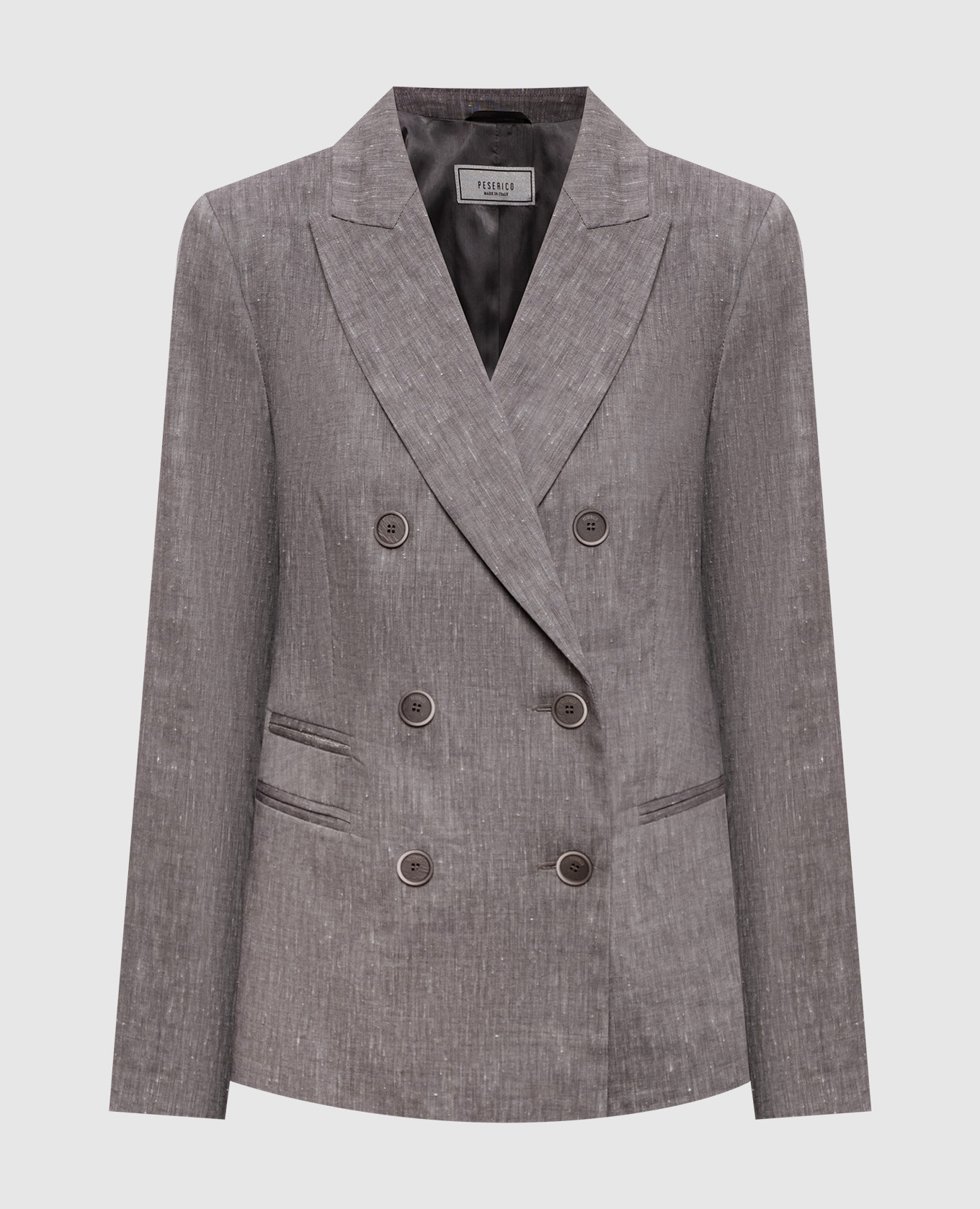 Gray double-breasted wool and linen jacket