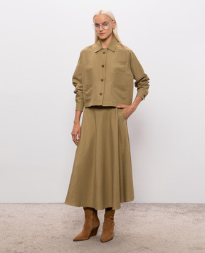 Max Mara Khaki linen and silk skirt MXMGOLF