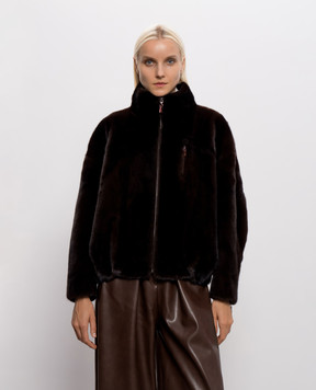 Rindi Dark brown mink fur coat with zipper 009VS026