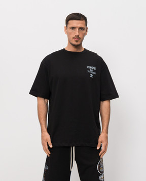 Comme des Fuckdown Black T-shirt with branded print FMS6CFABM01952