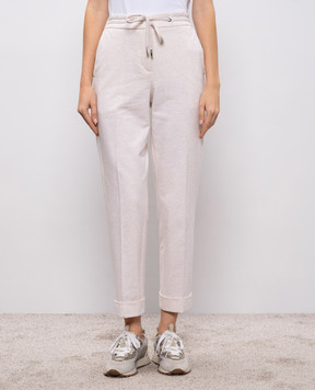 Peserico Beige melange trousers with lapels M04768J002347