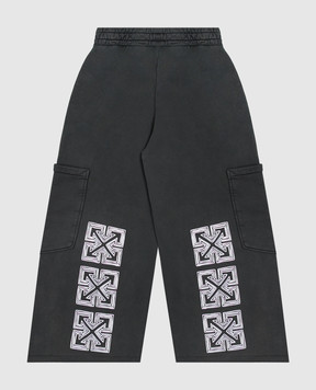 Off-White Children's gray sweatpants with contrasting print 44BCH00DF26F004