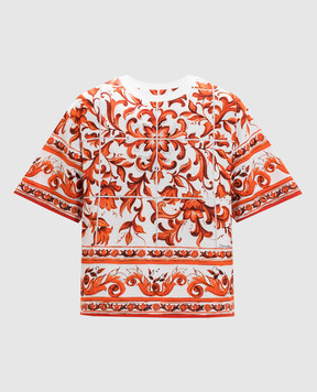 Dolce&Gabbana White straight-cut T-shirt with branded print F8U10TGDDT5