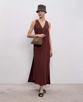 Brunello Cucinelli Burgundy dress with linen MH126A4812