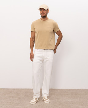 Balmain Beige T-shirt with logo embroidery HH1EF000BD59