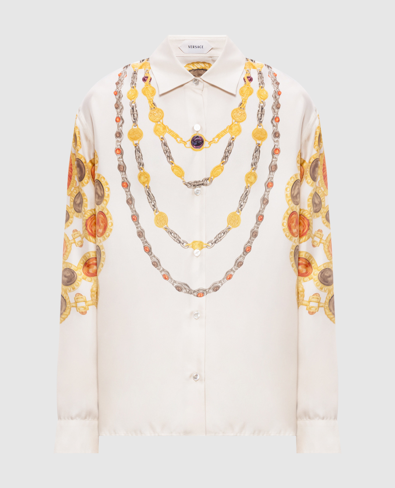 Ivory printed silk blouse