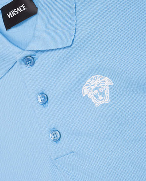Versace Children's blue polo shirt with embroidered emblem 10182801A16944