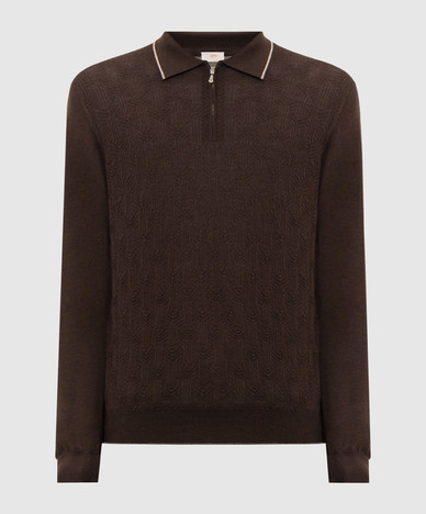 Brown polo shirt with pattern