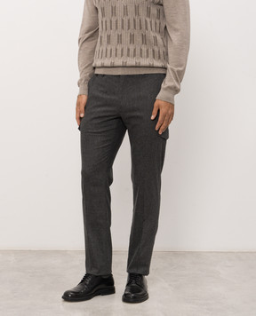 Stefano Ricci Gray wool and cashmere cargo pants M1T6300060WCEA1V