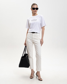 Victoria Beckham White jeans with logo patch 1126DJE007018B