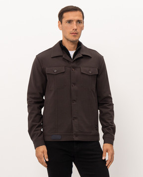 Stefano Ricci Dark brown jacket with logo patch MFJ6300100TR172P