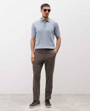 Peserico Blue ribbed polo shirt R59490F189173R