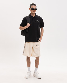 Palm Angels Black polo shirt with contrast logo print PMGB012S26FAB005