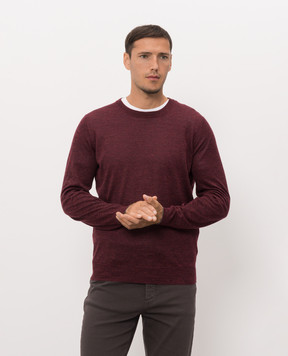 Brunello Cucinelli Burgundy cashmere, silk and linen jumper MSY00100