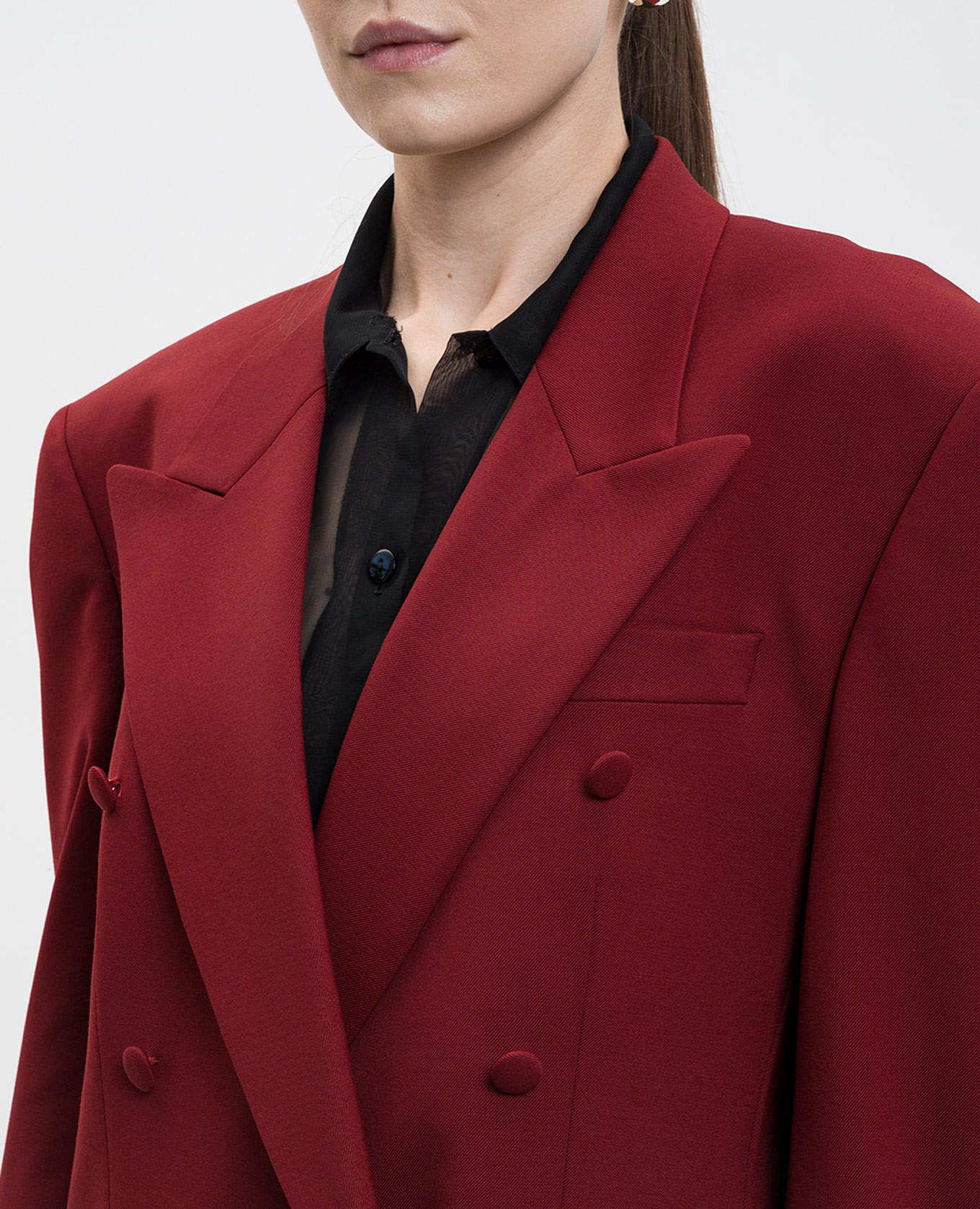 Burgundy double-breasted wool jacket Jacob Lee 5