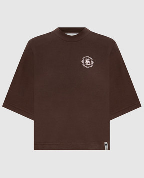 Palm Angels Brown T-shirt with embroidery PAWAA003JR003