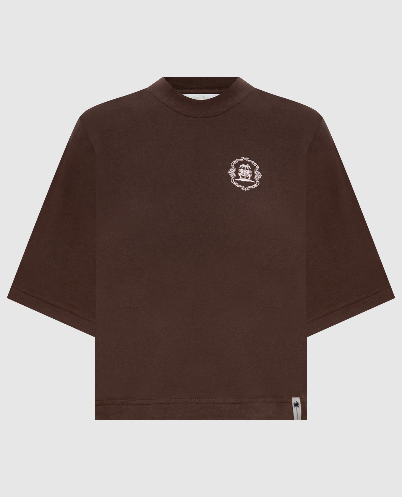 Brown T-shirt with embroidery Palm Angels
