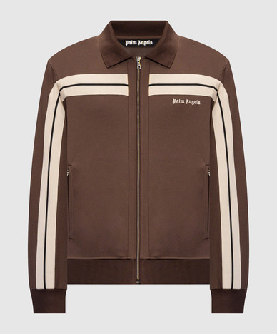 Brown sports jacket with logo embroidery