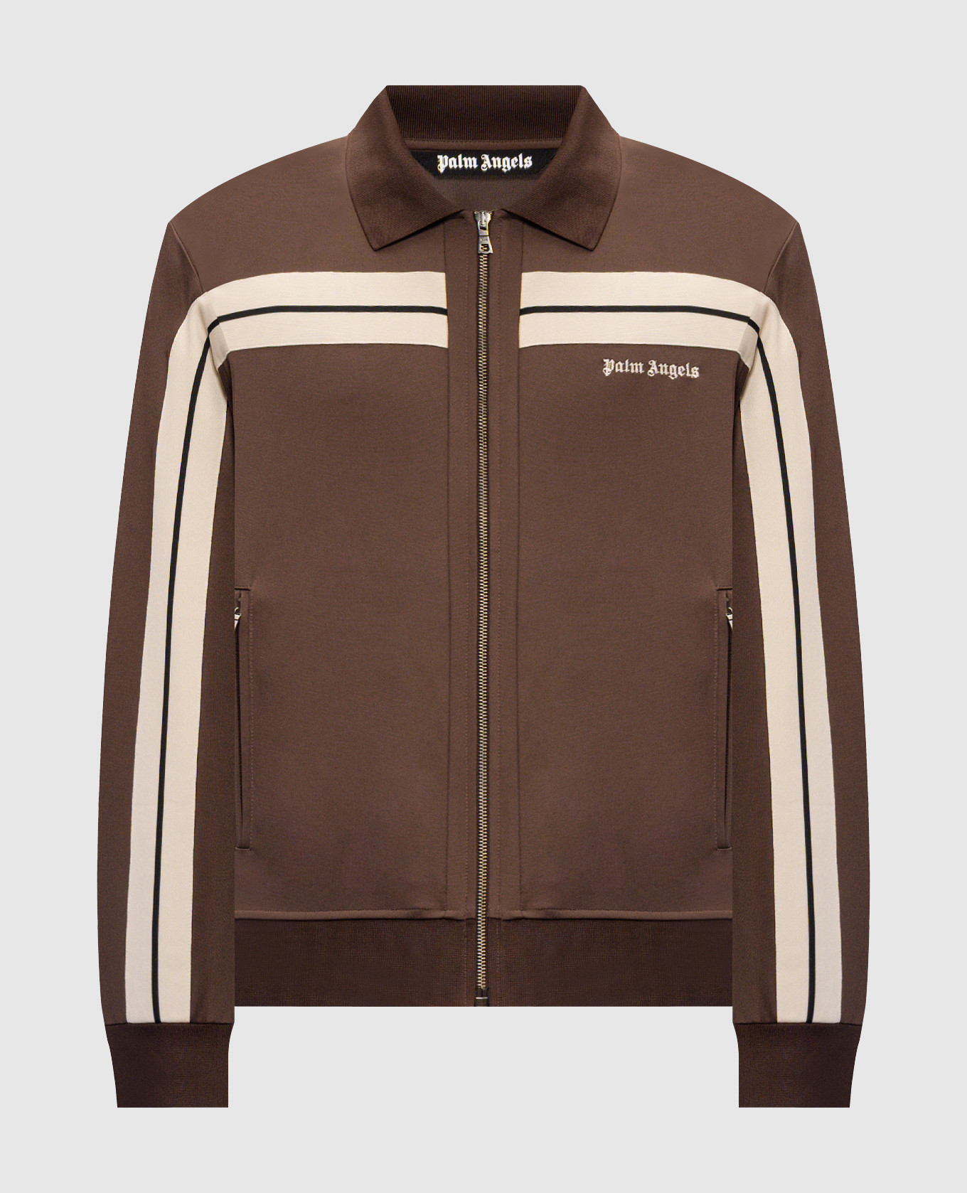 Brown sports jacket with logo embroidery