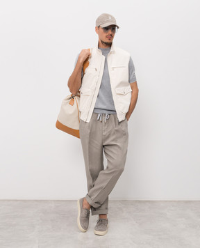 Brunello Cucinelli Khaki linen pants M243DE1710