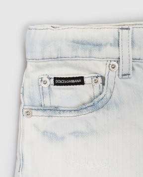 Dolce&Gabbana Children's blue denim shorts with logo patch L53Q50LDD59812+