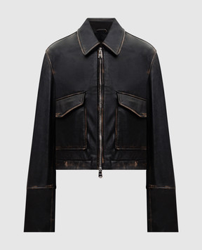 Dondup Black distressed leather jacket DJ780PL0678DXXX