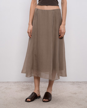 Brunello Cucinelli Brown silk skirt MF940G3877