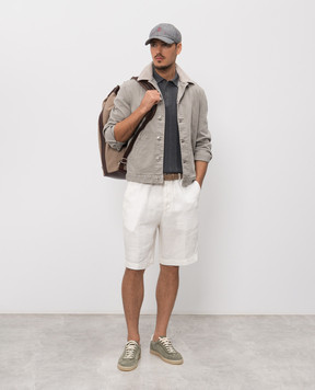 Brunello Cucinelli Gray polo with stripes M29204205P