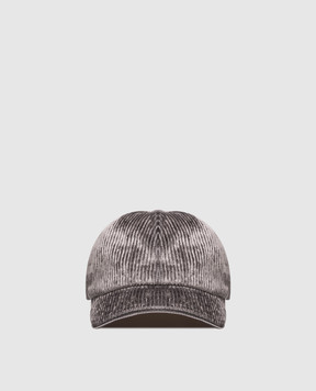 Peserico Gray velvet cap with monil chain A36225C001597