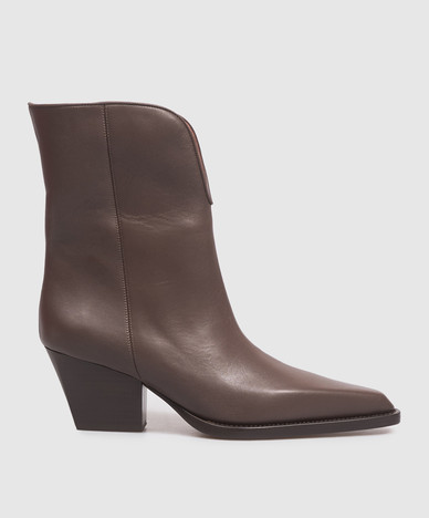 Brown leather cossacks JANE
