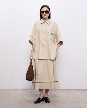 Agnona Beige linen skirt TG1108YU3034