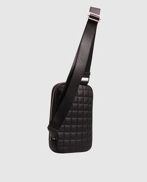 Stefano Ricci Black leather sling bag with palladium-plated emblem ND200GPVD