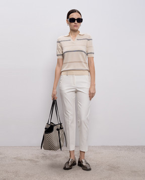 Peserico White pants with a patch M04716J001953