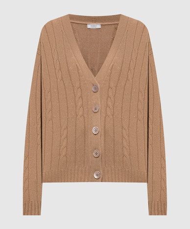 Cardigan beige in lana e seta