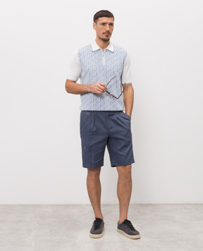 Stefano Ricci Blue linen and wool shorts M1T6100190LW001Q