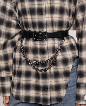 The Attico Black leather belt with chain 260WKE00031LBT019AA