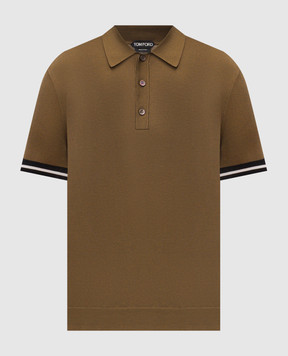 Tom Ford Khaki silk polo KPS037YMC039