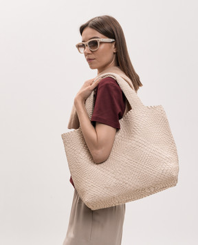 Alma Tonutti Beige leather woven tote bag 5324
