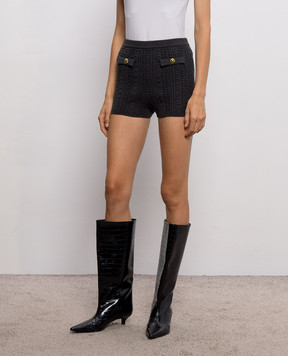 Twinset Dark gray shorts with a textured pattern 262TP3104