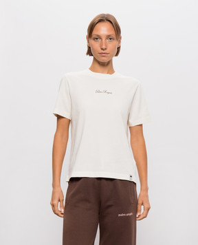 Palm Angels Ivory T-shirt with logo print PAWAA006JR004