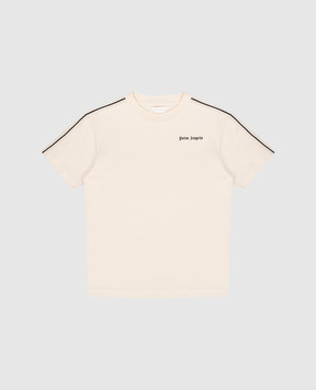 Palm Angels Children's beige t-shirt with ribbon PBAA011S26JER001