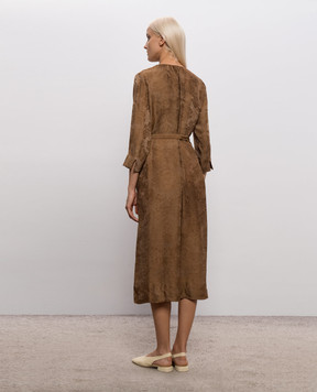 UMA WANG Brown Anthea patterned wrap dress UP5042