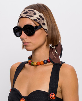 Dolce&Gabbana Beige leopard print silk twill ribbon FS215AGDCTT