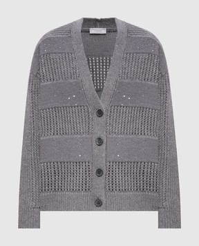 Peserico Gray cardigan with wool A99850F05E9283