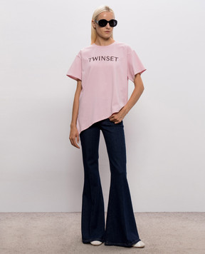 Twinset Blue flared jeans with logo patch 262TP2900