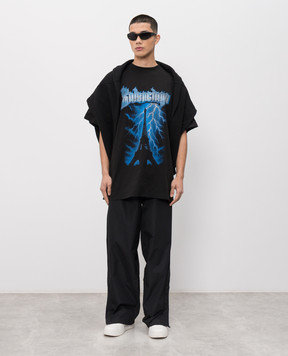 Balenciaga Black Paris Thunderstorm T-shirt 850345TUVE7